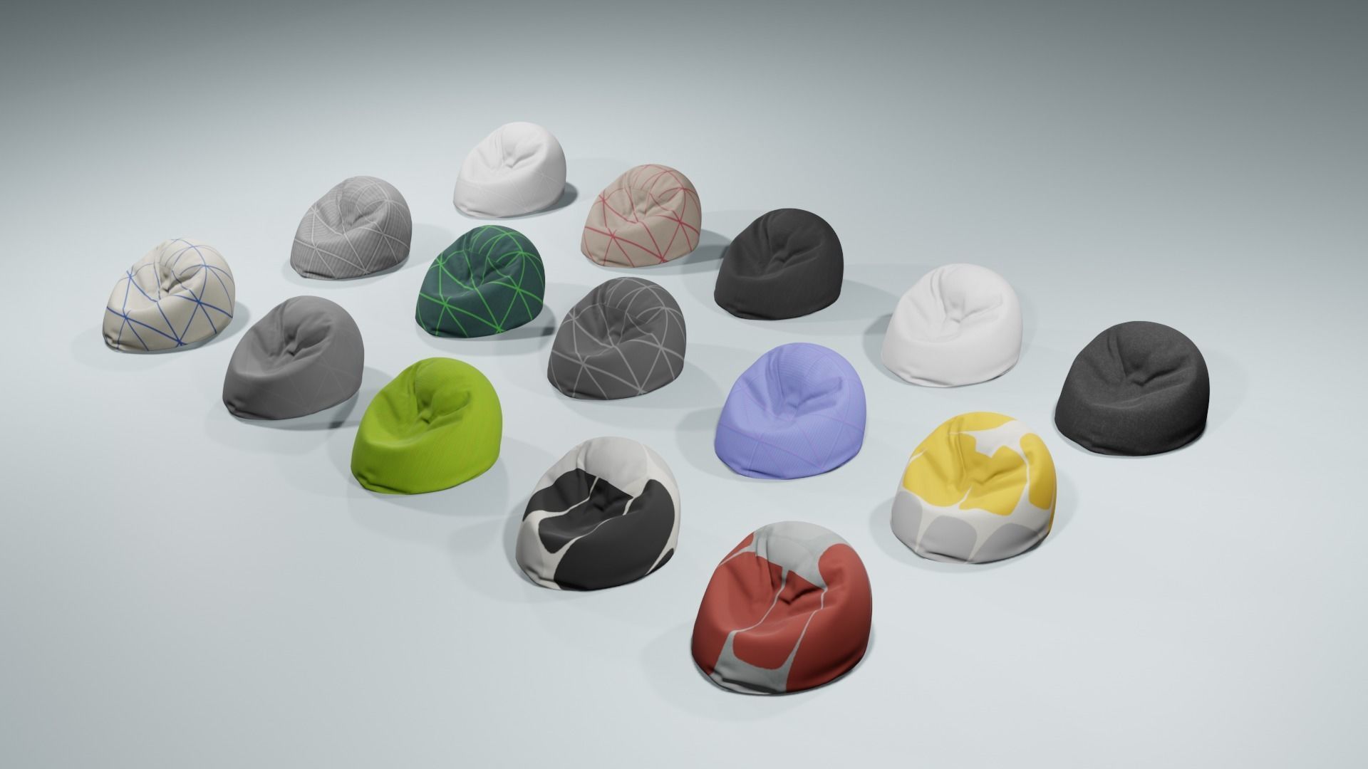 Bean bag ottoman 3D model_1