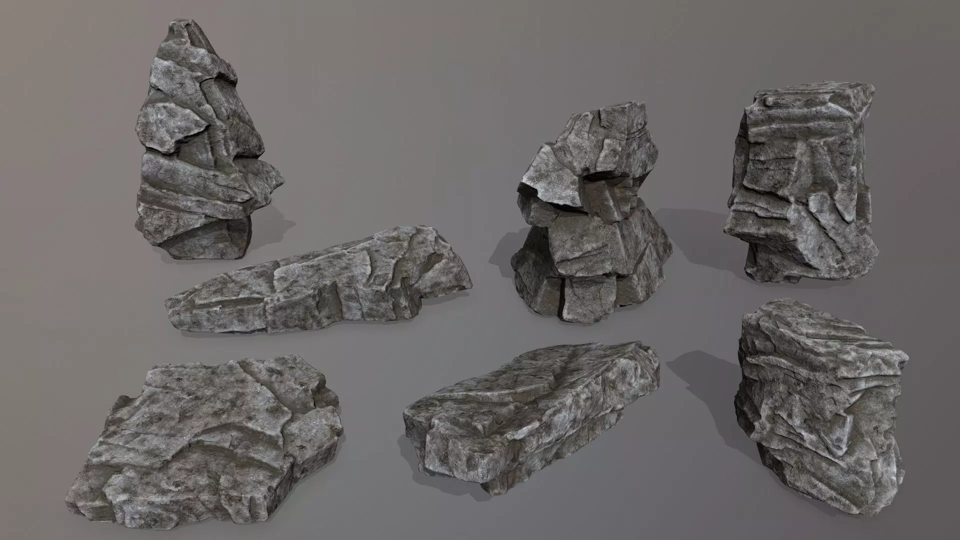Rock Set Low-poly 3D model_0