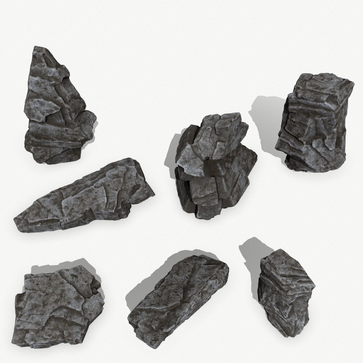 Rock Set Low-poly 3D model_1