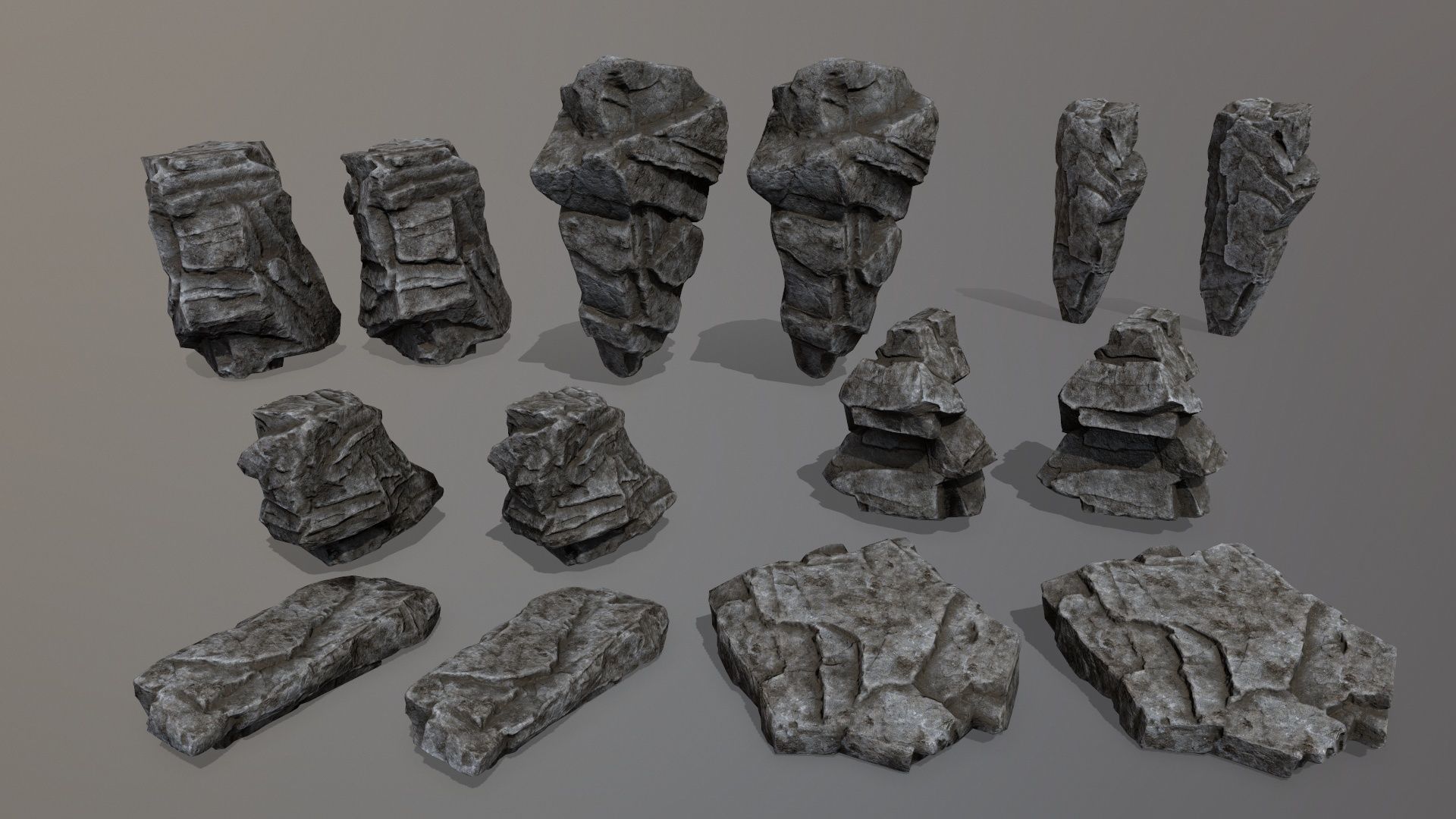 Rock Set Low-poly 3D model_2