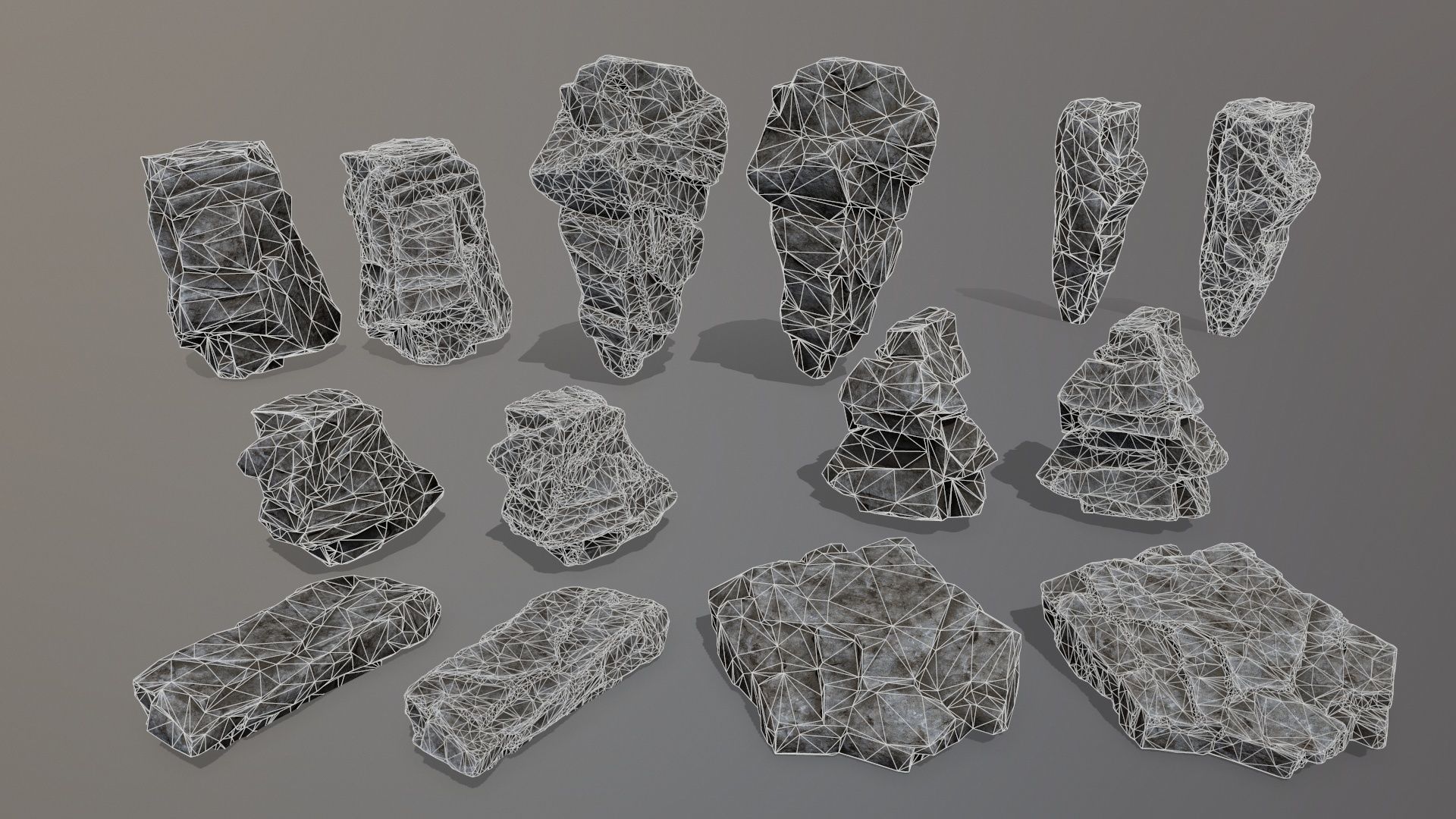 Rock Set Low-poly 3D model_3