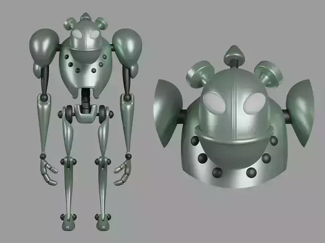 Curved shape robot characters base mesh Low-poly 3D model 3D model