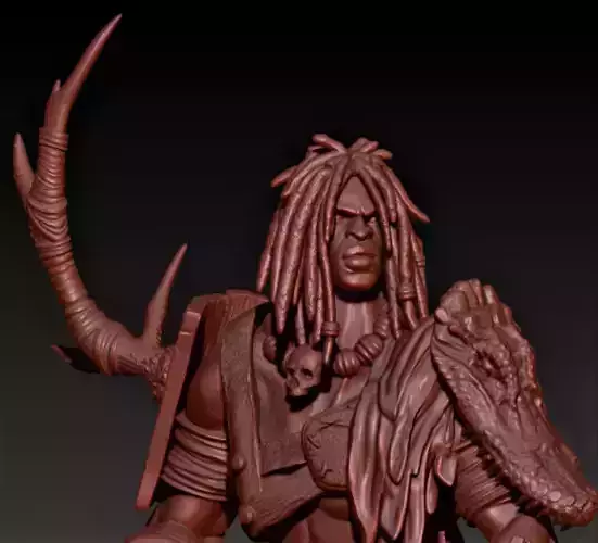 Berserk warlord with horns and spear 3D print model