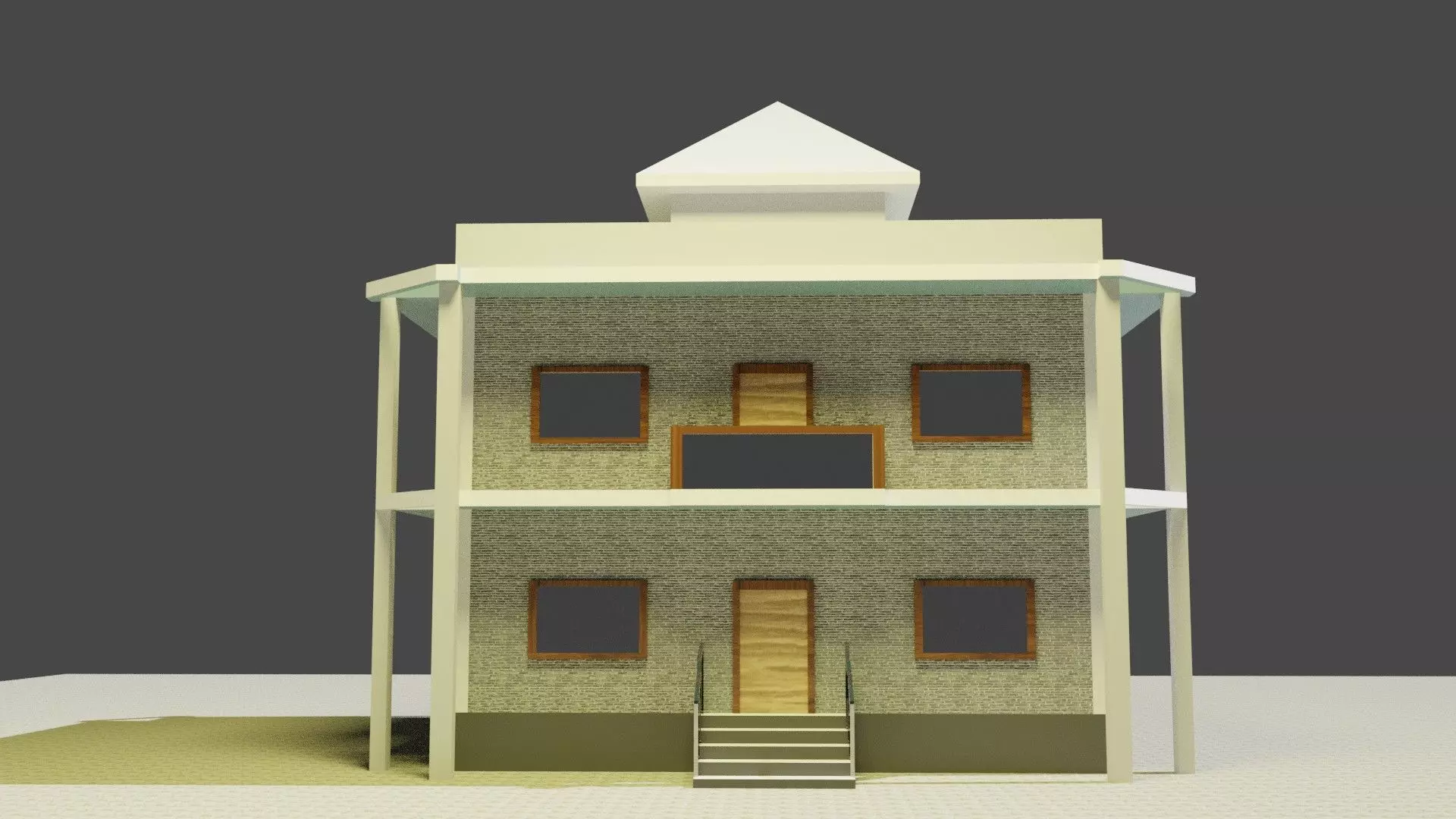Modern House 02 Free low-poly 3D model_0