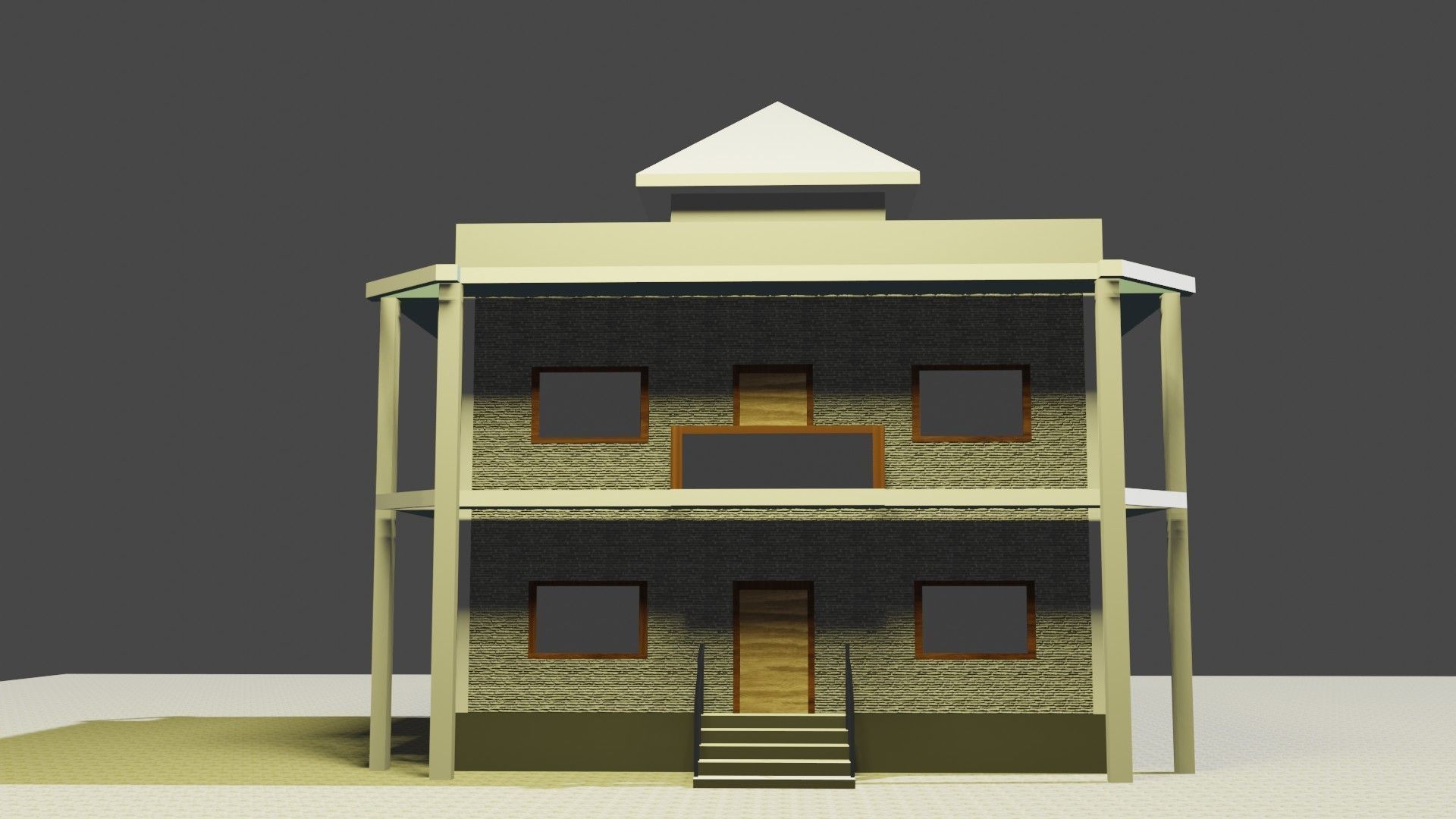 Modern House 02 Free low-poly 3D model_1