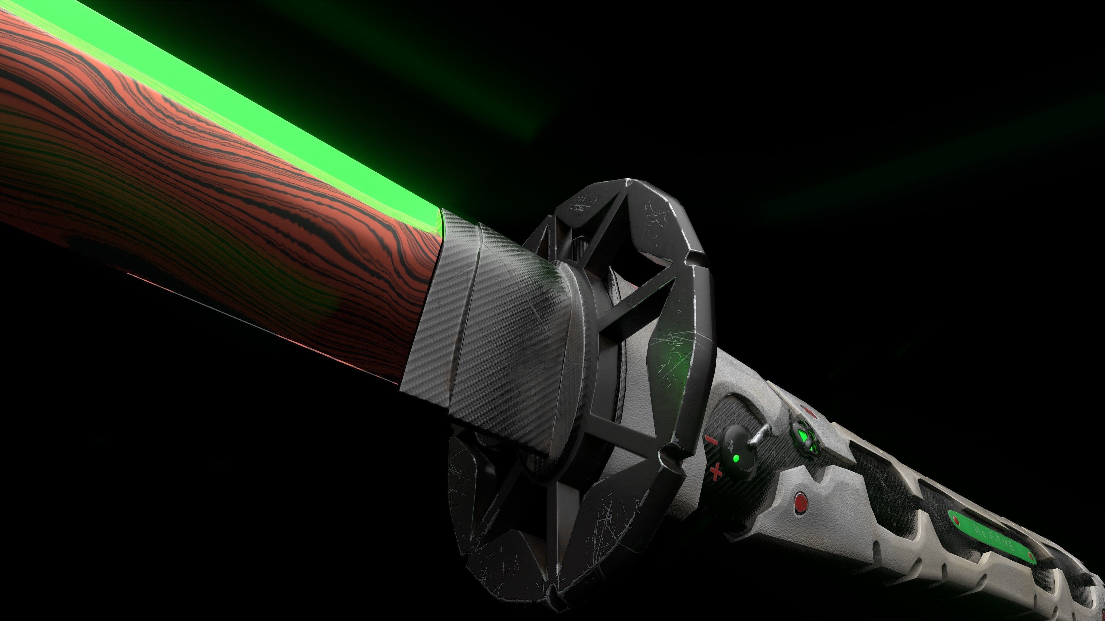 Cyberpunk style katana Low-poly 3D model_5