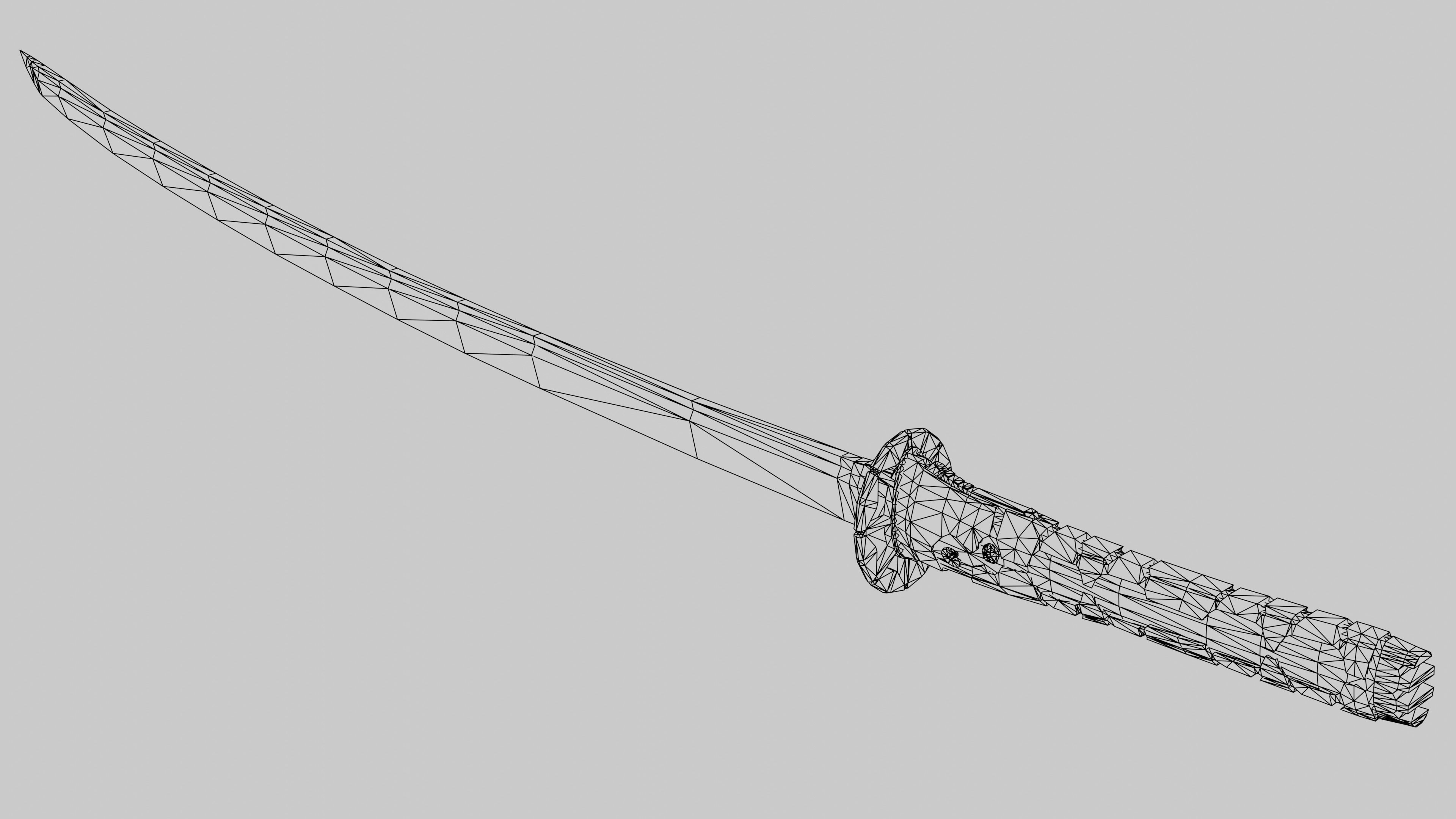 Cyberpunk style katana Low-poly 3D model_7