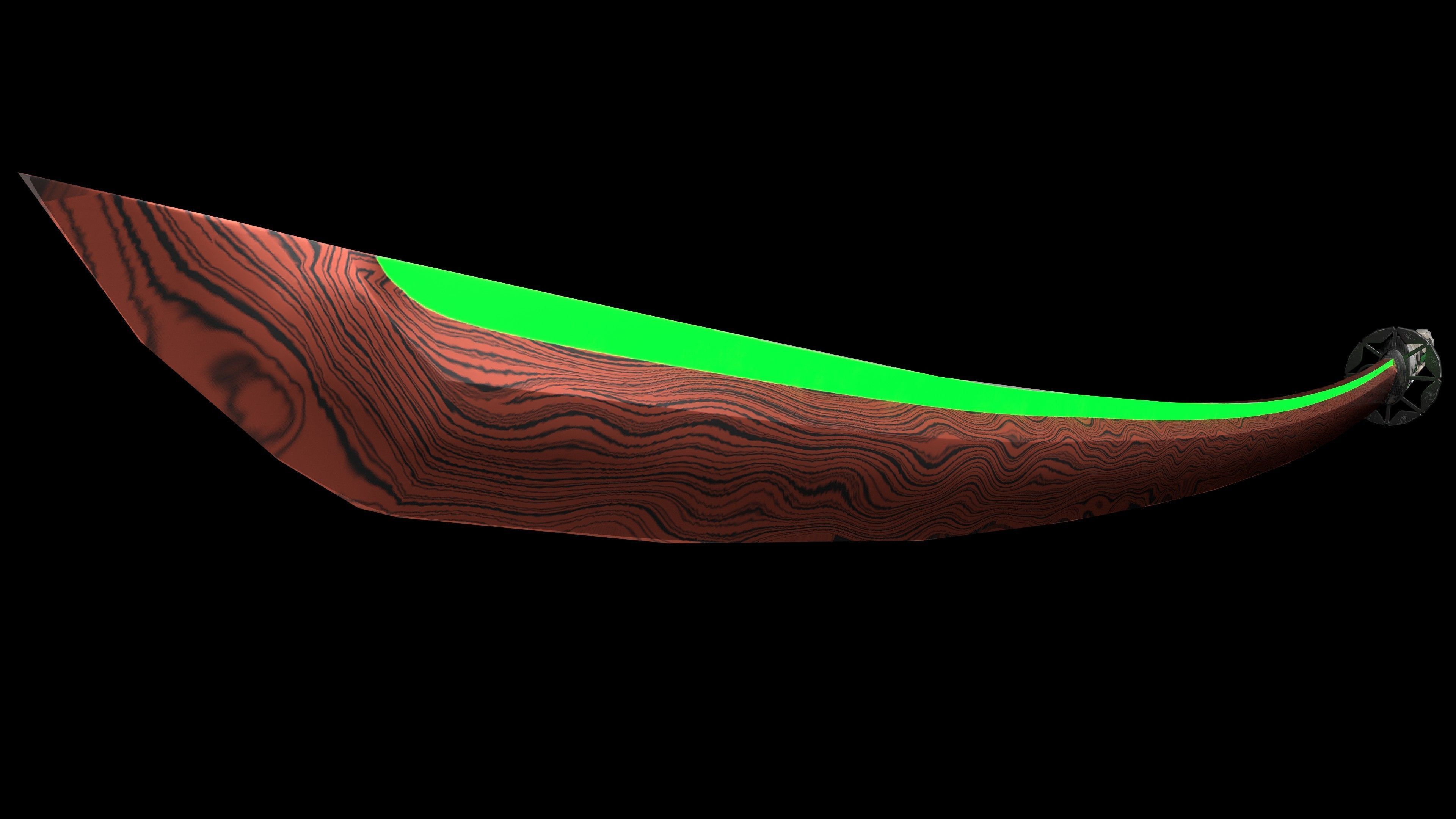 Cyberpunk style katana Low-poly 3D model_4