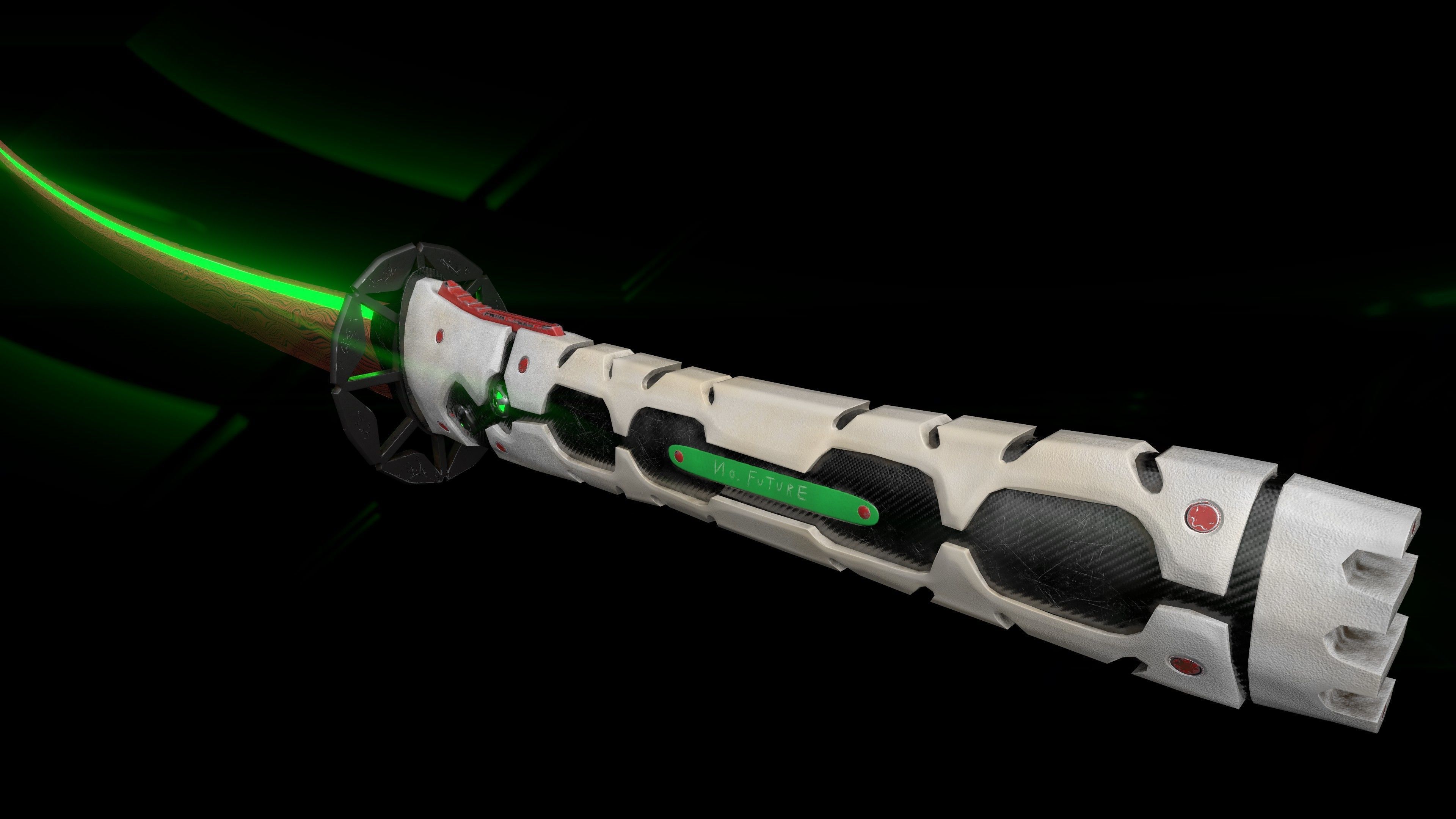 Cyberpunk style katana Low-poly 3D model_1