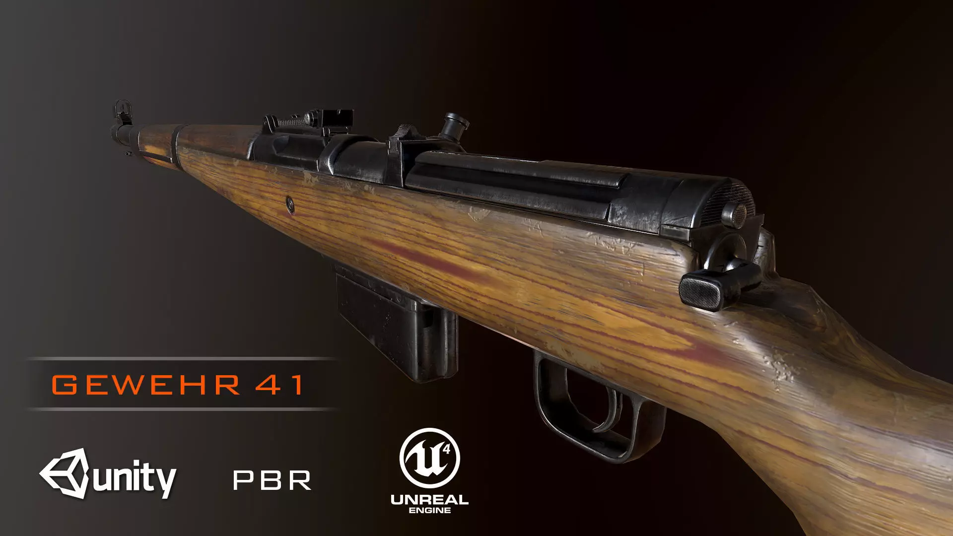 Gewehr 41 WW2 german Rifle Low-poly 3D model_0
