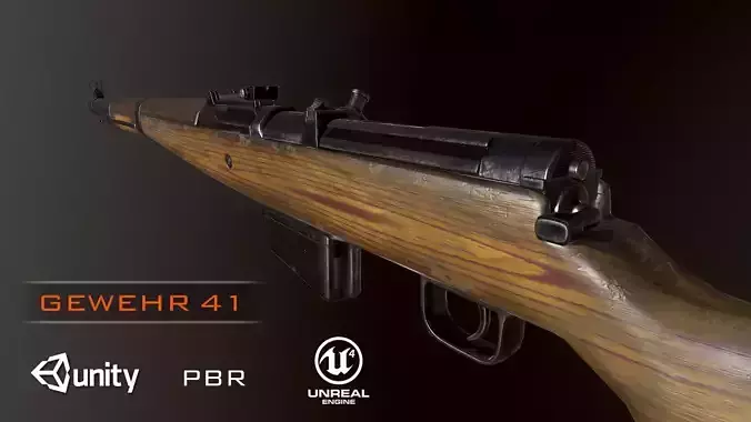 Gewehr 41 WW2 german Rifle Low-poly 3D model