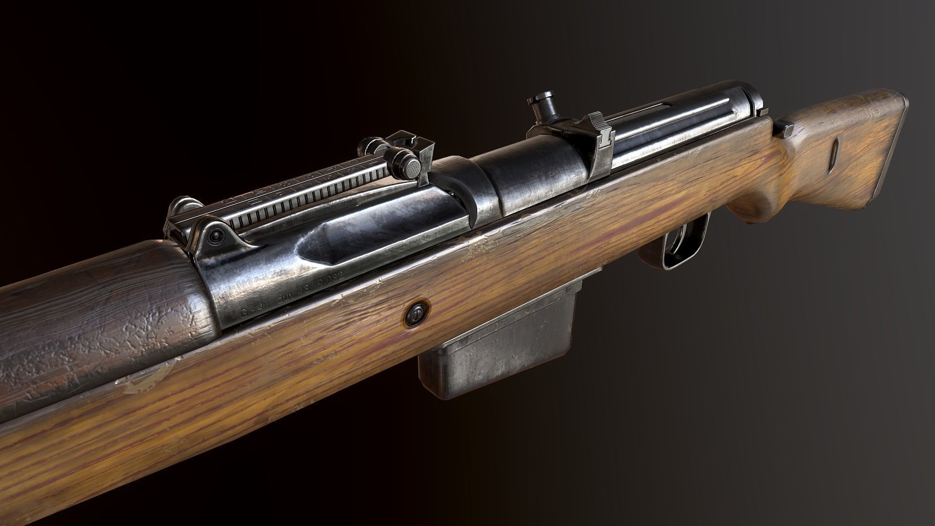 Gewehr 41 WW2 german Rifle Low-poly 3D model_3