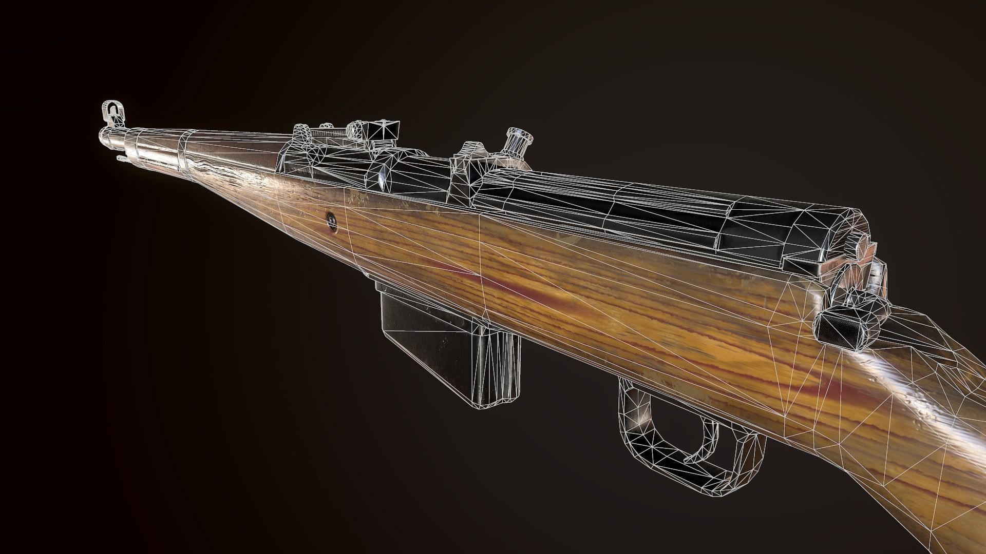 Gewehr 41 WW2 german Rifle Low-poly 3D model_9