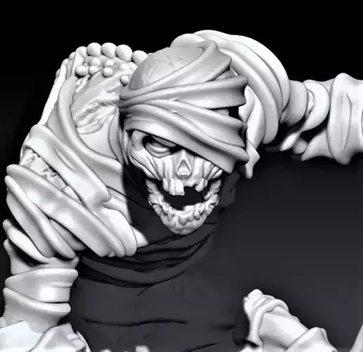 Mummy skeleton in box