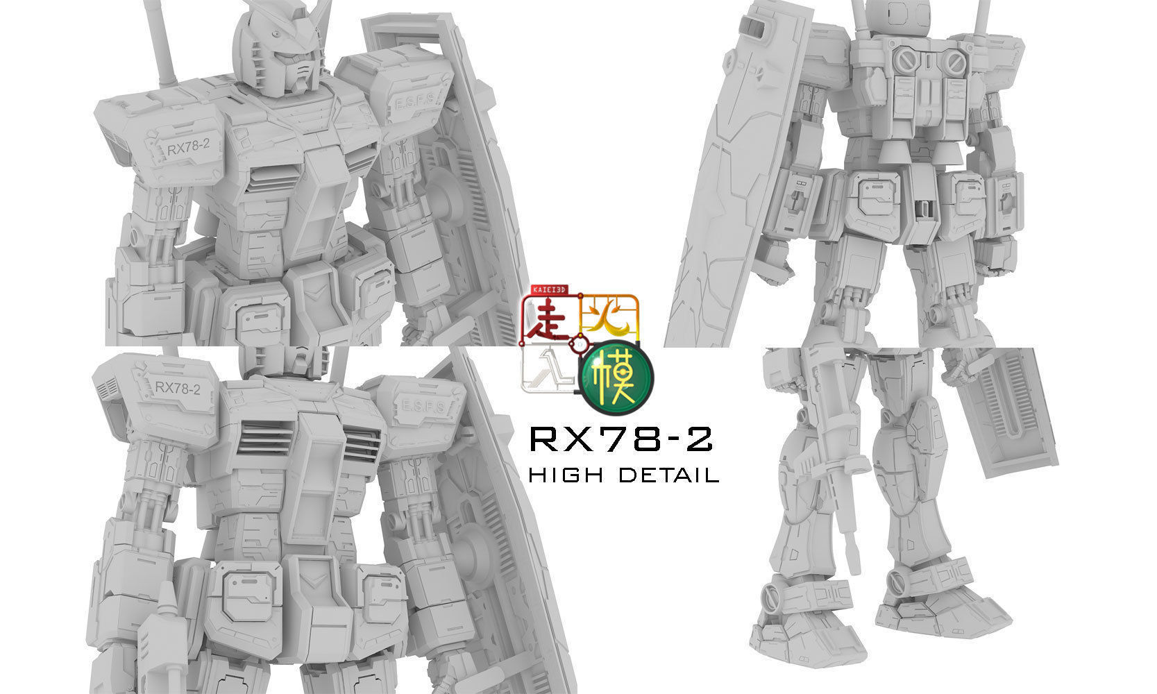 High Detail RX78 2 3D print model_3