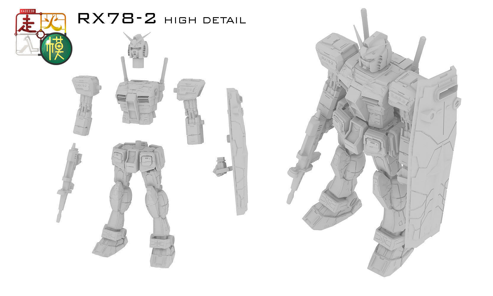 High Detail RX78 2 3D print model_2