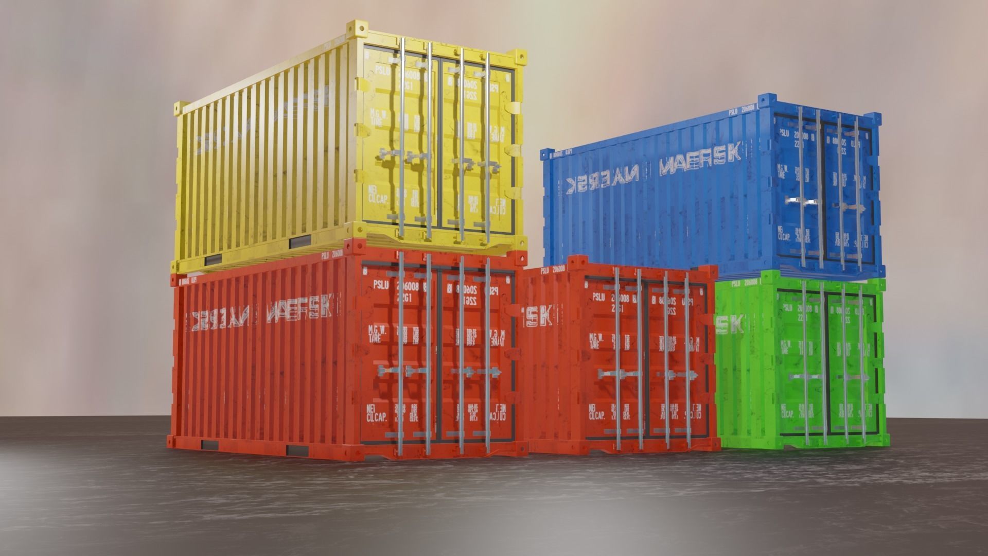 shipping container 20ft Low-poly 3D model_2