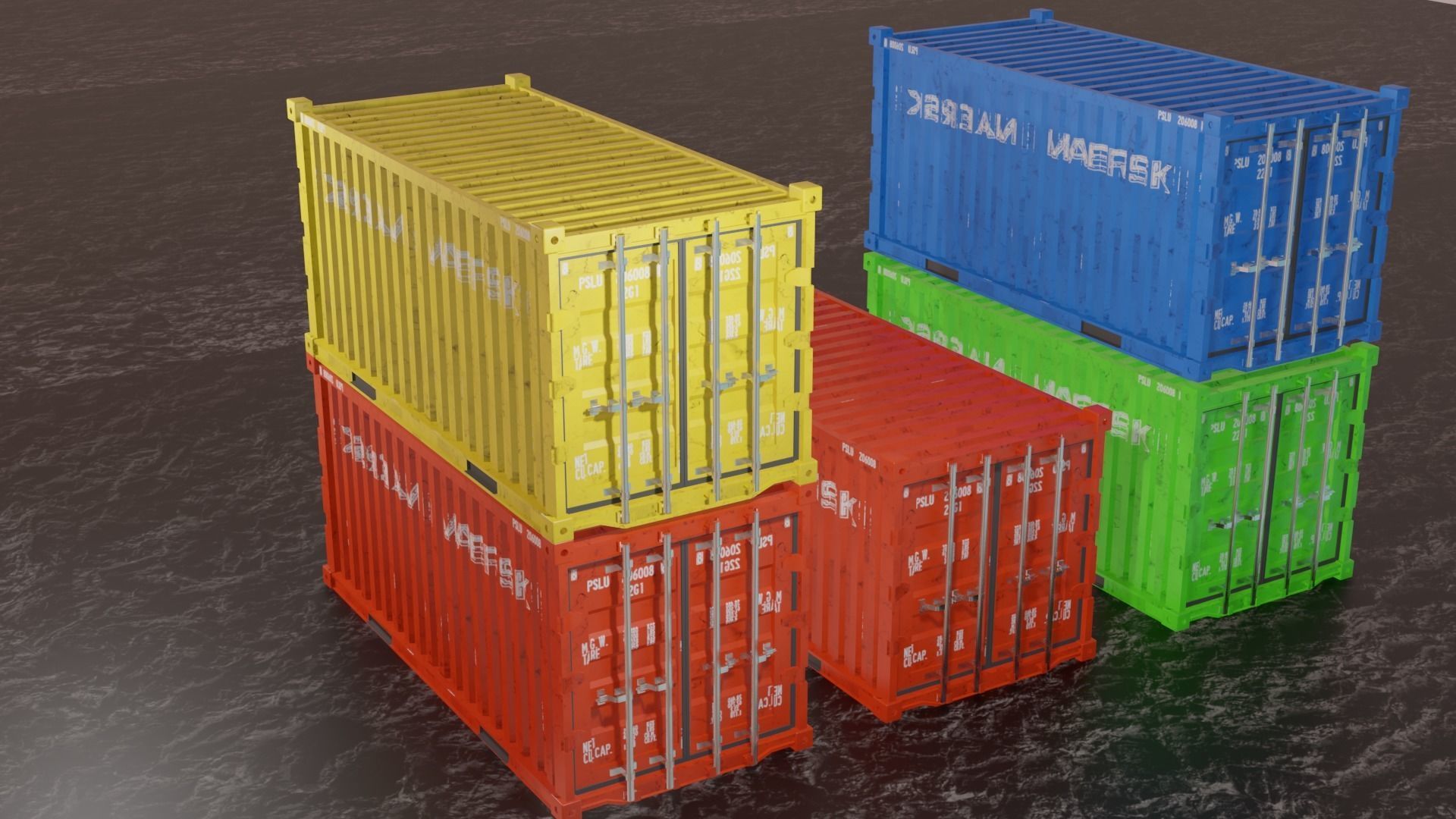 shipping container 20ft Low-poly 3D model_1