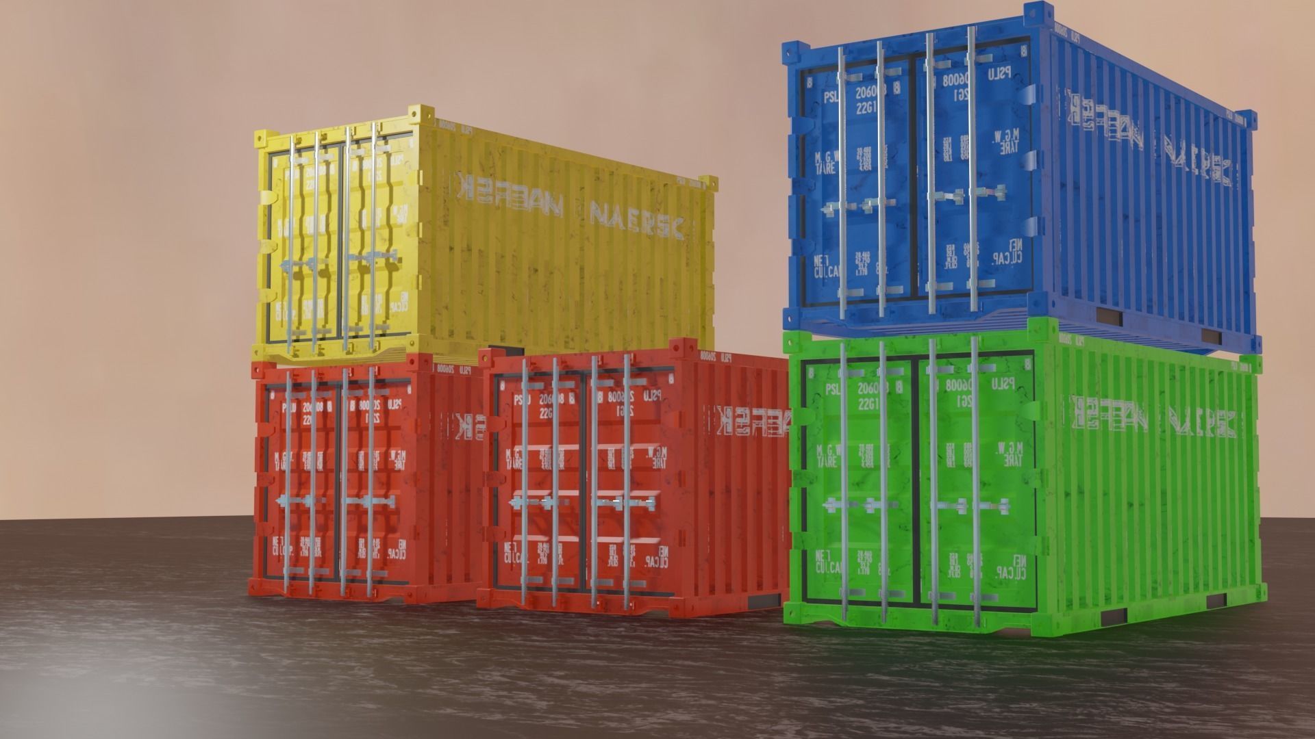 shipping container 20ft Low-poly 3D model_3