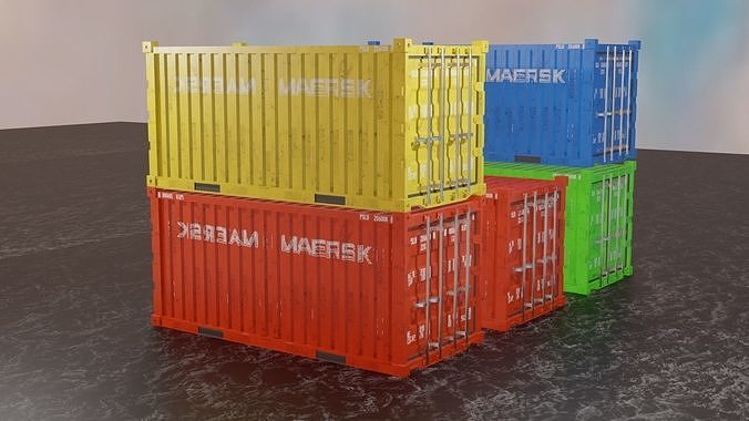 shipping container 20ft Low-poly 3D model