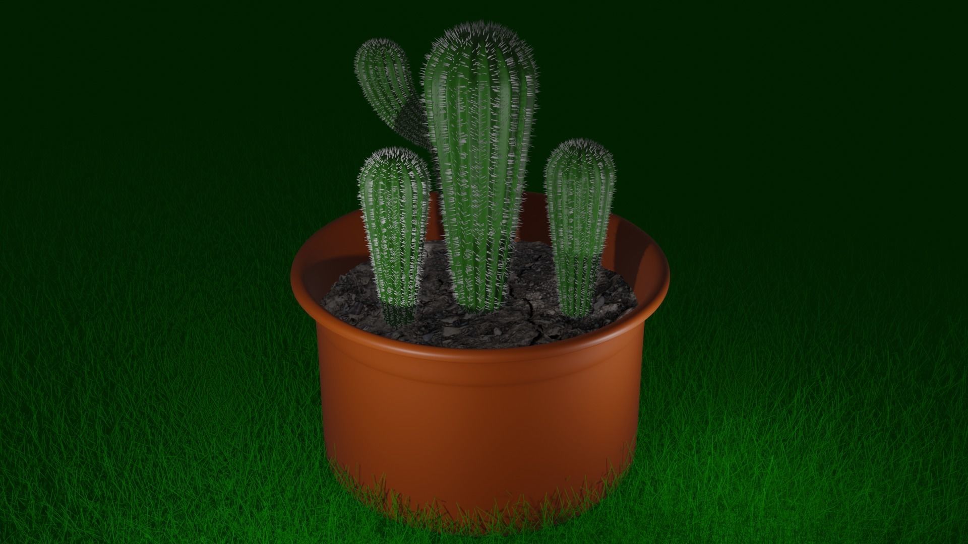3D Cactus Model in pot Free 3D model_1