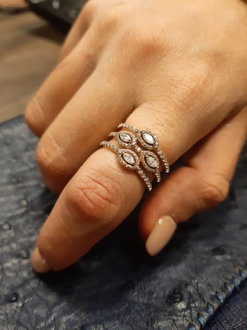 Diamond ring 3 line 3D print model_1