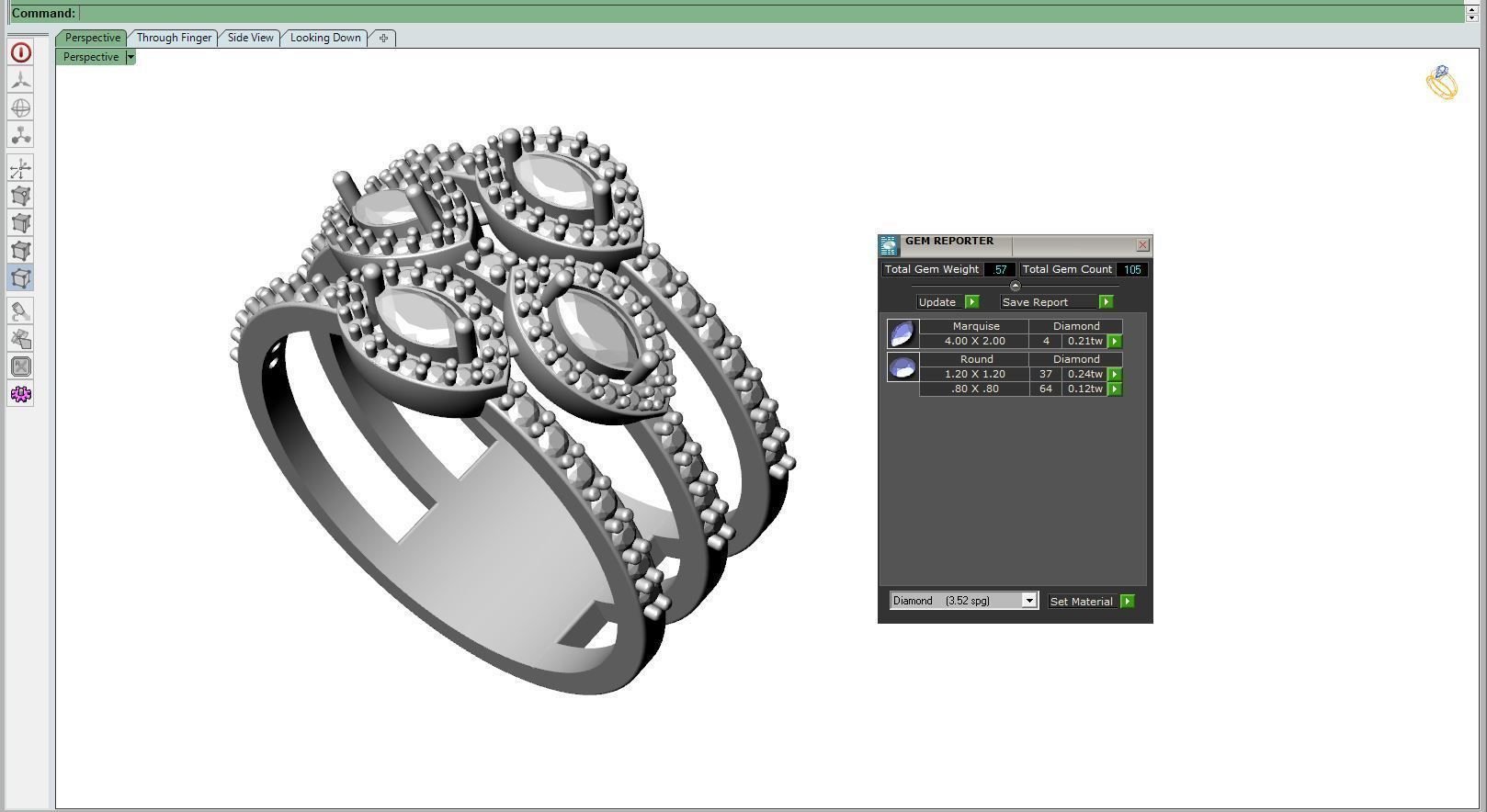 Diamond ring 3 line 3D print model_12