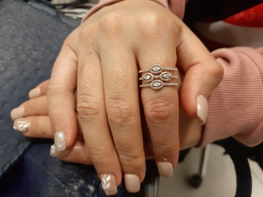 Diamond ring 3 line 3D print model_3