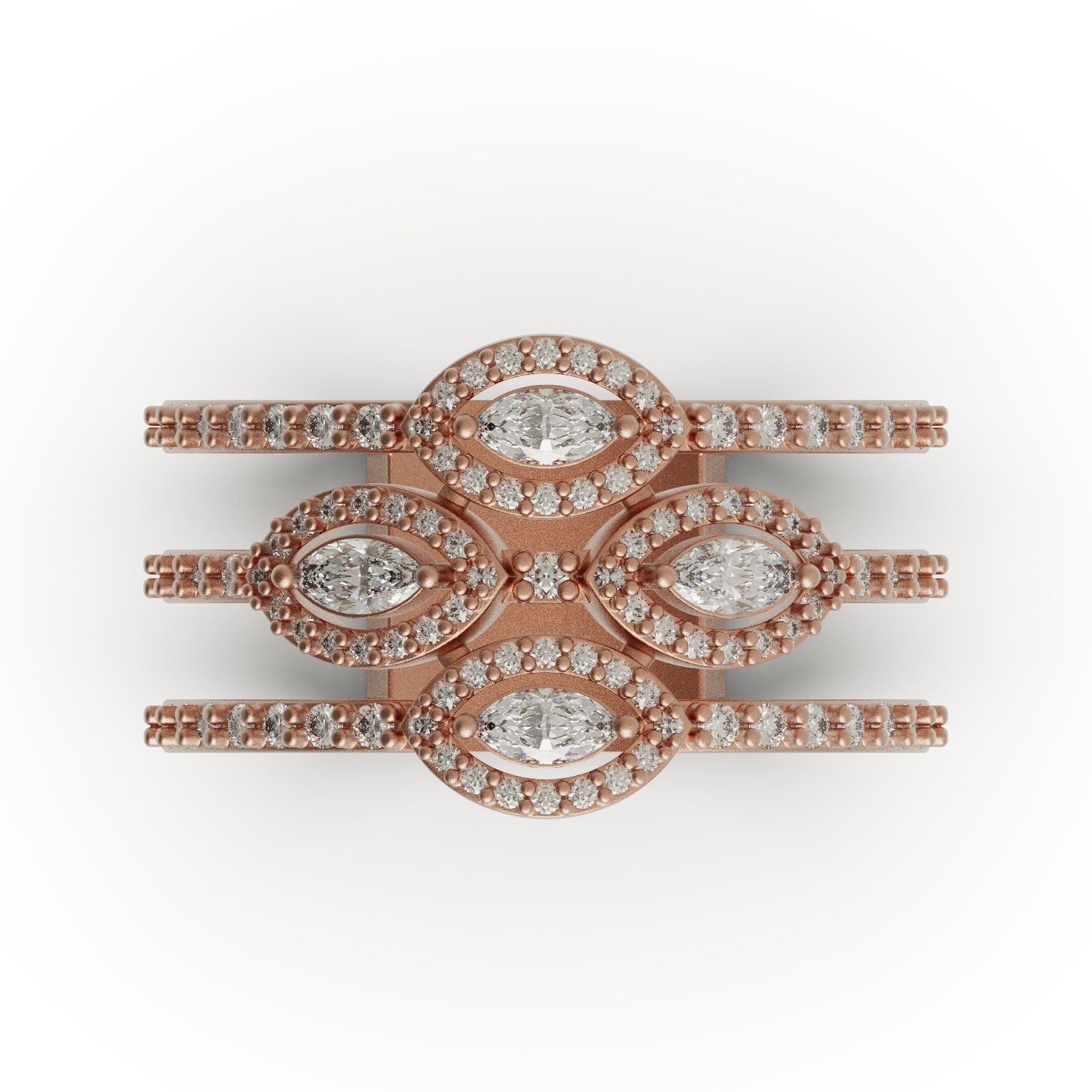 Diamond ring 3 line 3D print model_6