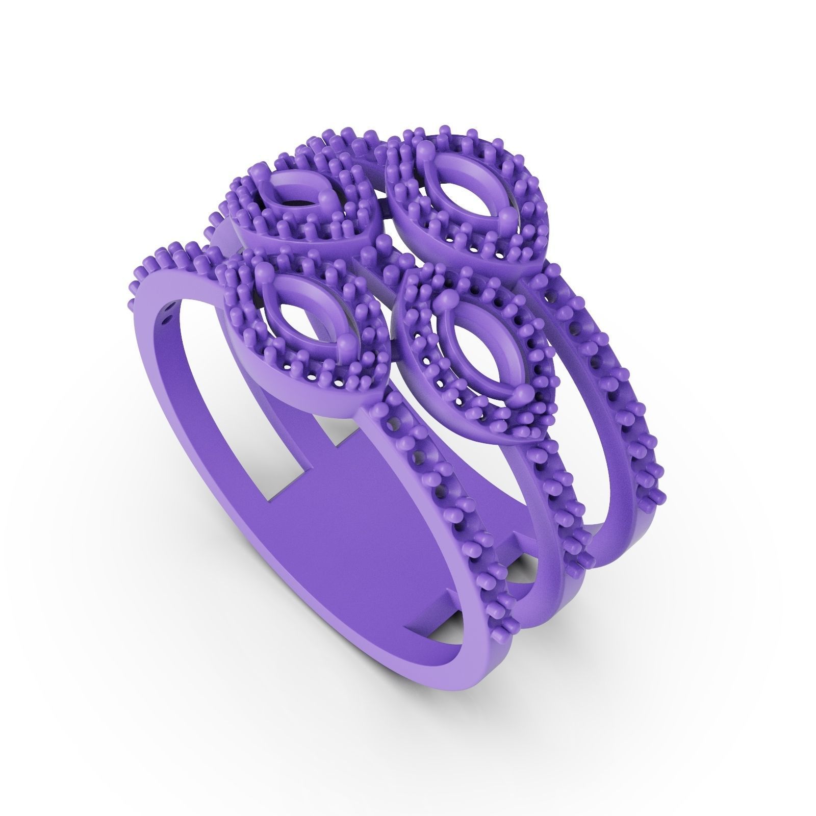Diamond ring 3 line 3D print model_7
