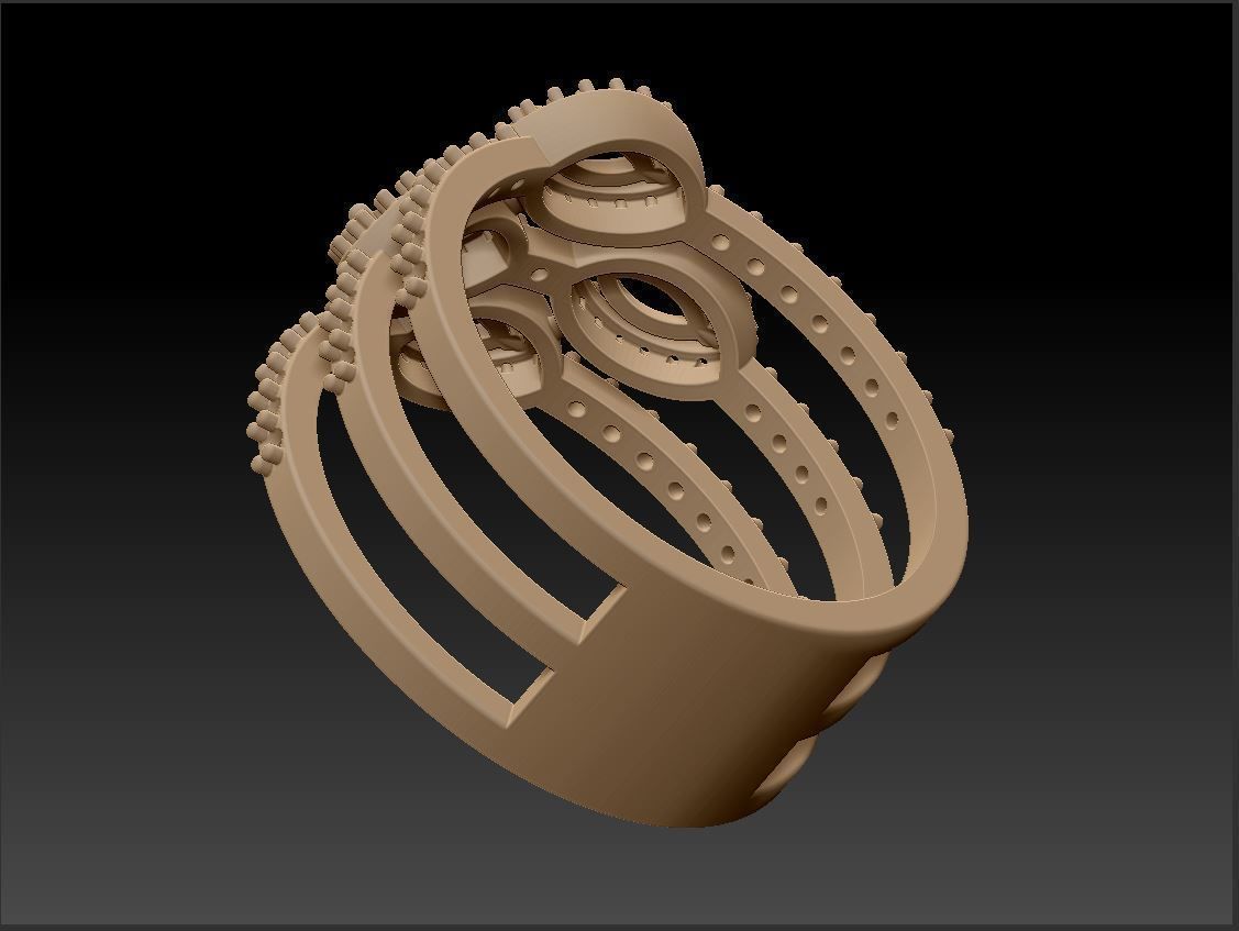 Diamond ring 3 line 3D print model_13