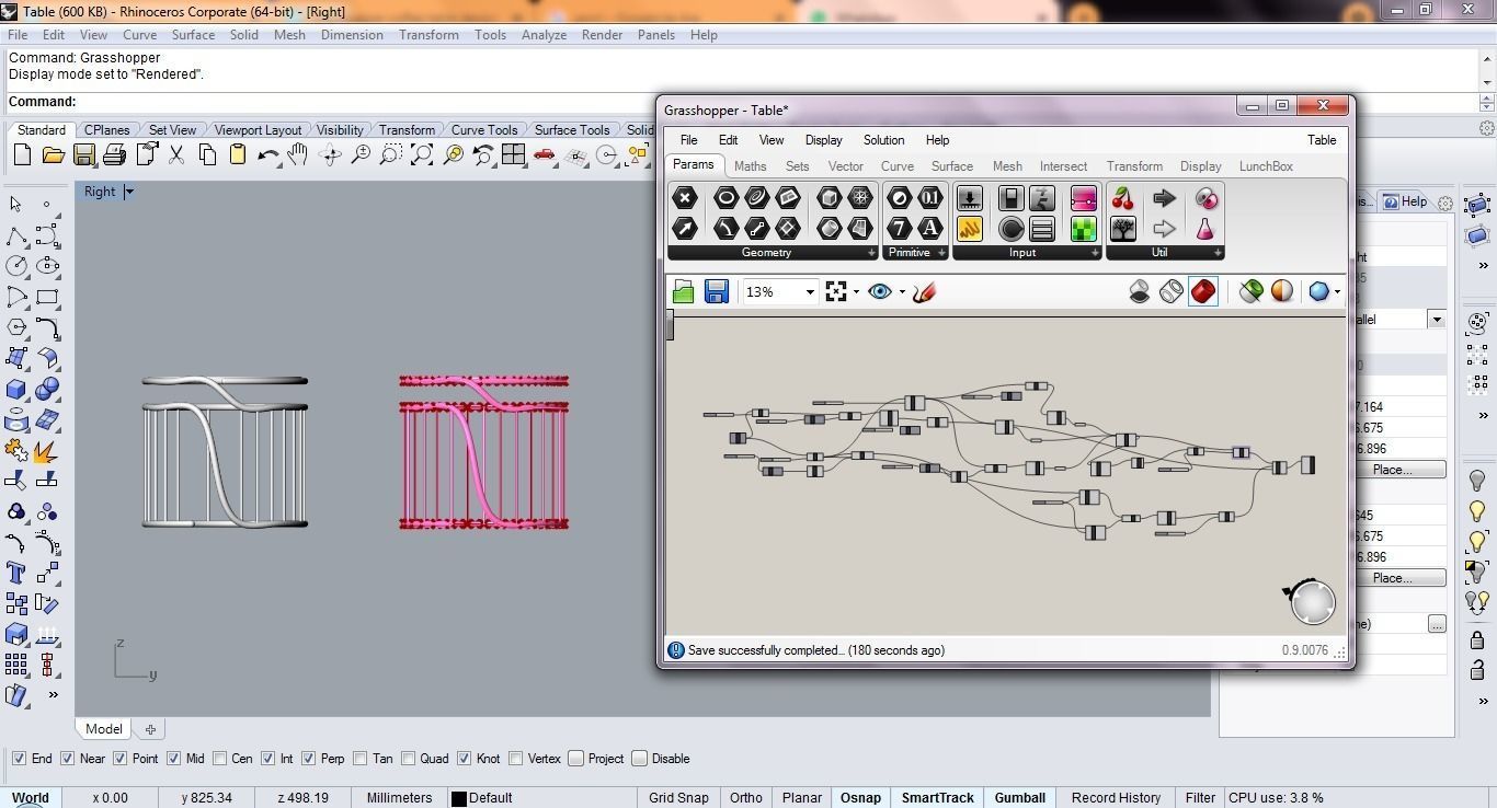 Grasshopper   coffee table design 3D model_4