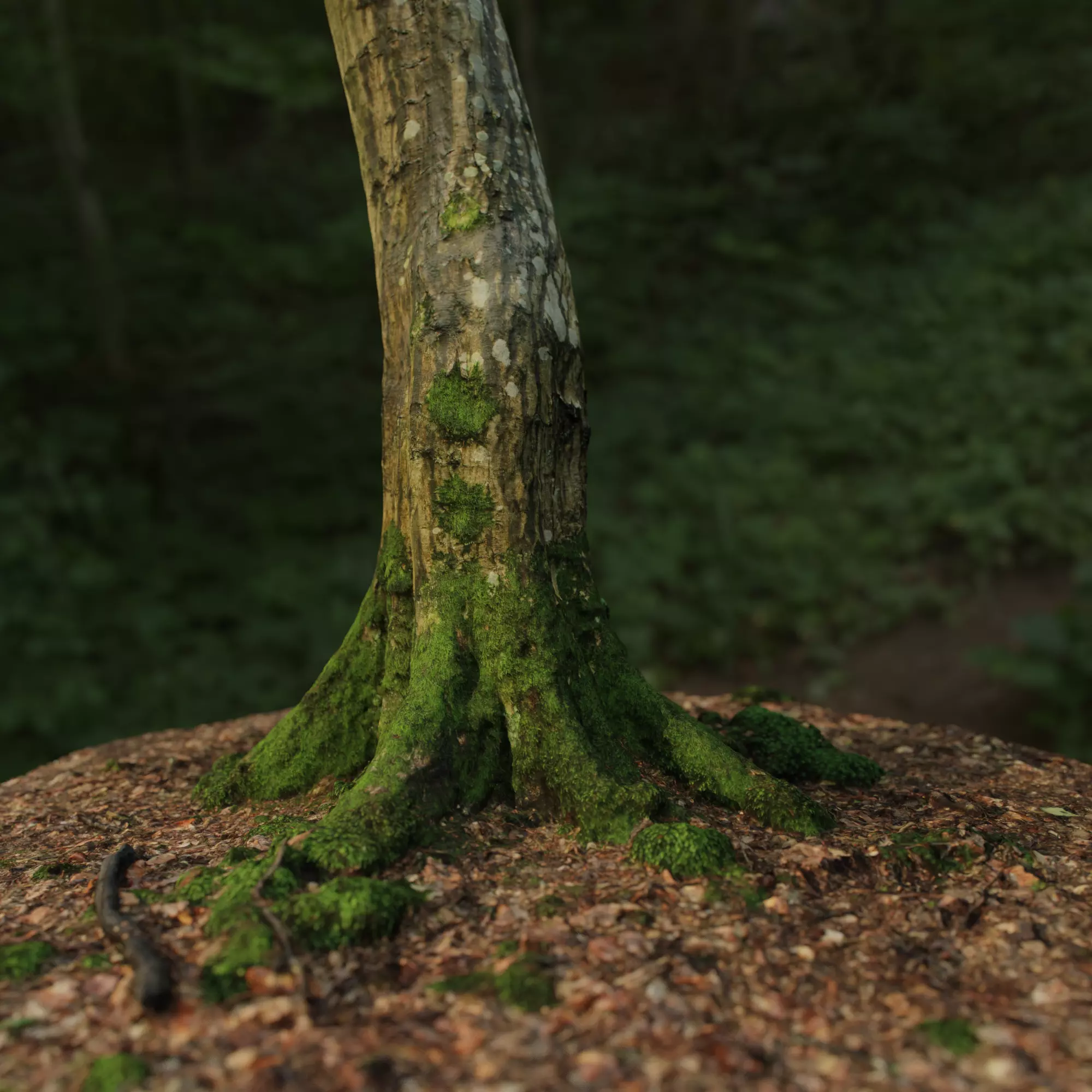 Mossy Tree Trunk 3D model_0