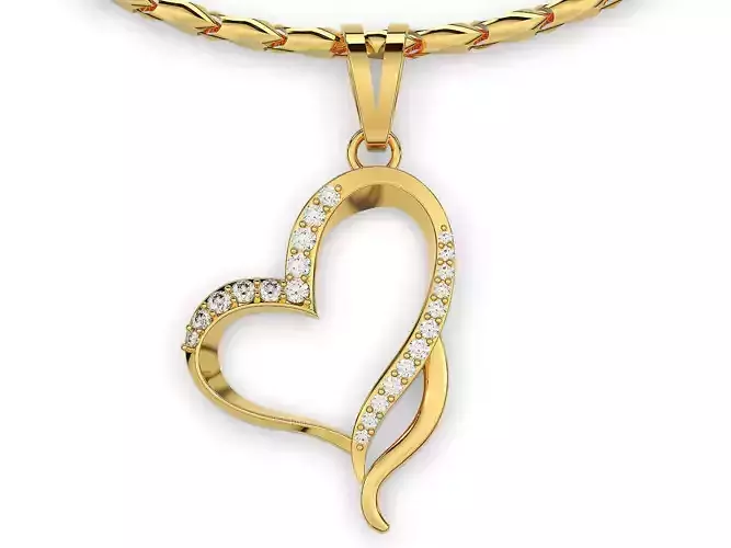 heart pendant  gold silver printable jewery 3D model