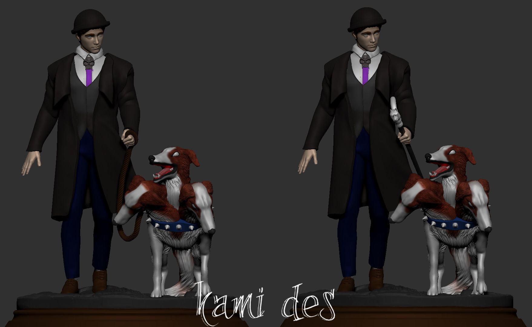 gentleman and borzoi 3D print model_1