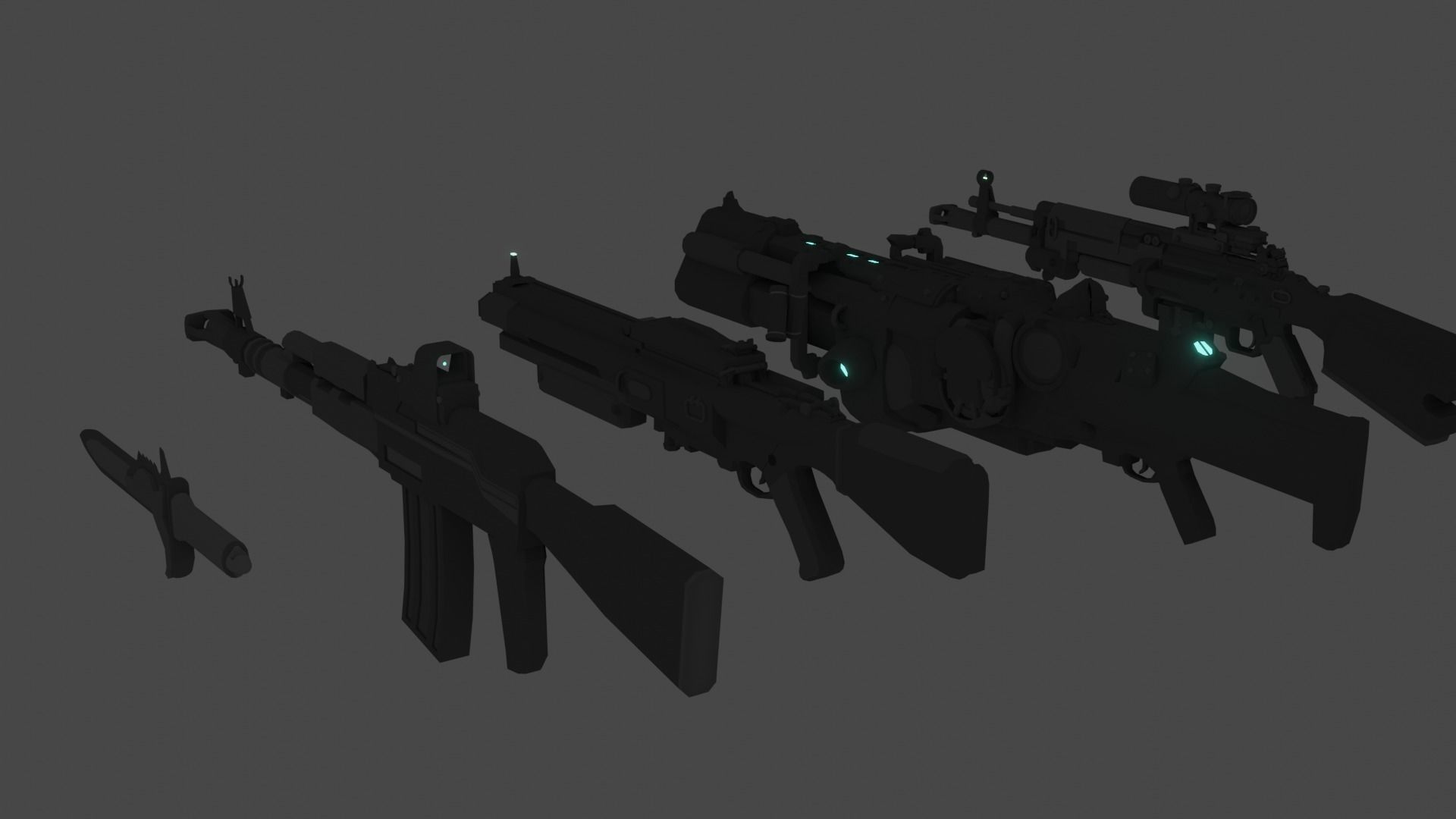 Futuristic Guns Low Poly Pack Low-poly 3D model_1