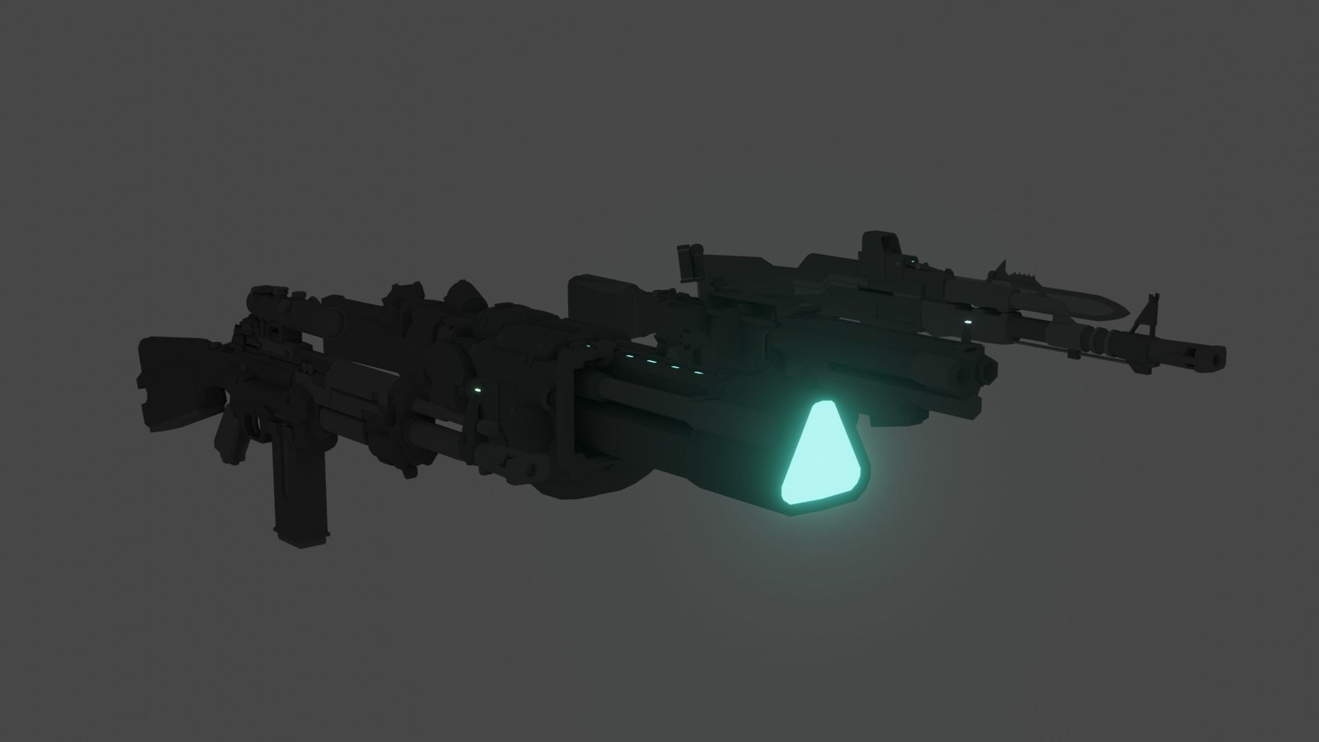 Futuristic Guns Low Poly Pack Low-poly 3D model_2