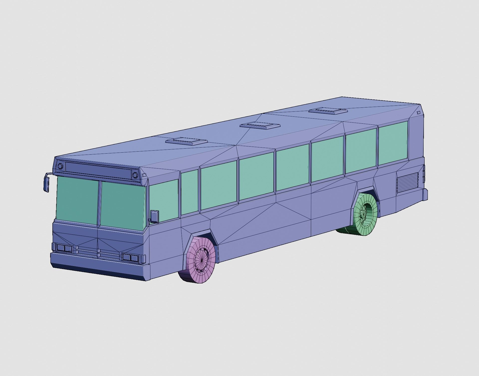 Cartoon Stylized City Bus Classic 80s Low-poly 3D model_8