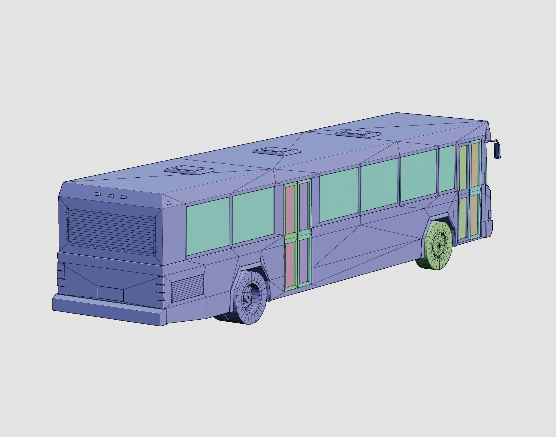 Cartoon Stylized City Bus Classic 80s Low-poly 3D model_9