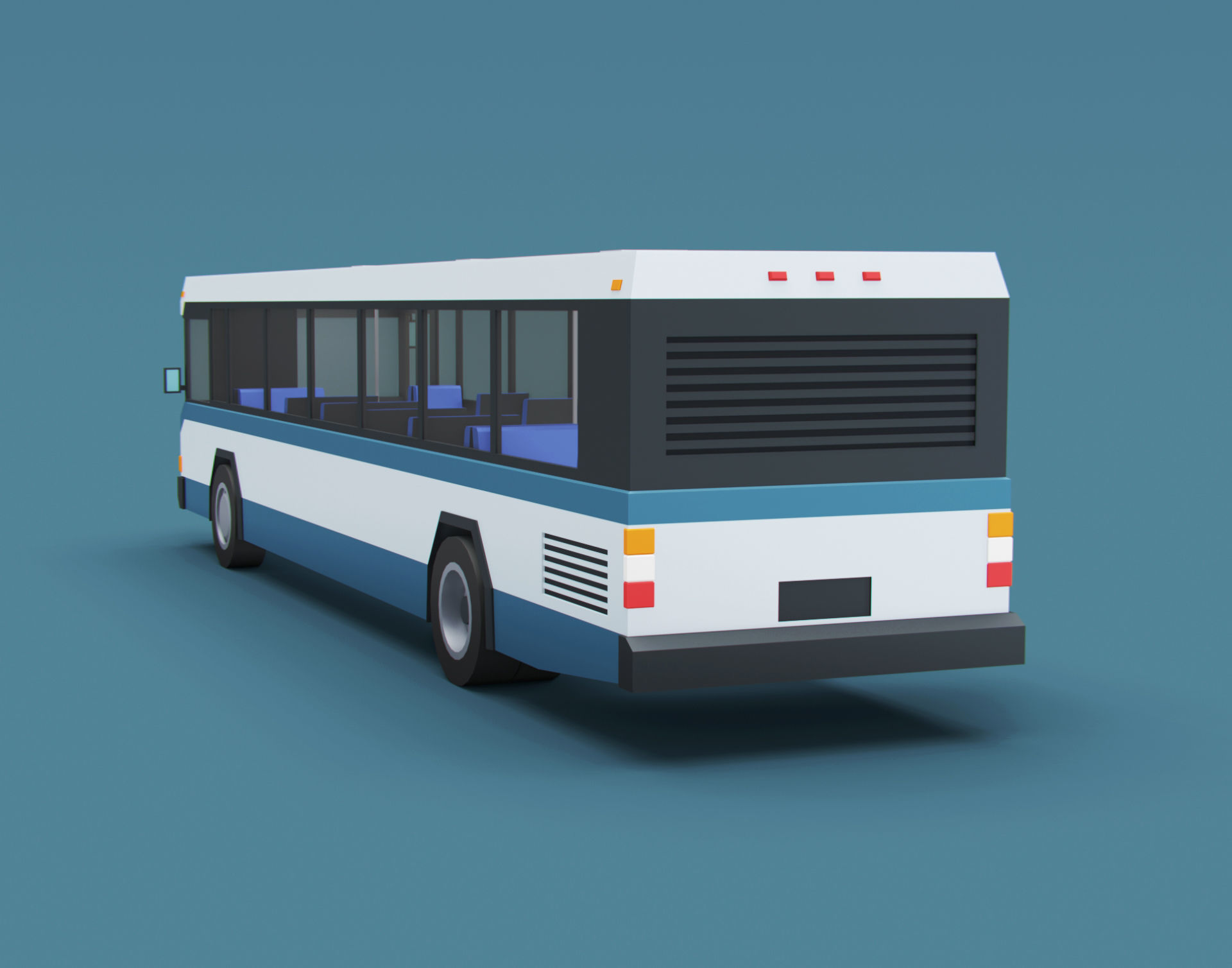 Cartoon Stylized City Bus Classic 80s Low-poly 3D model_4