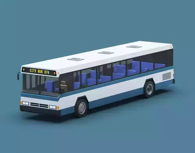 Cartoon Stylized City Bus Classic 80s Low-poly 3D model