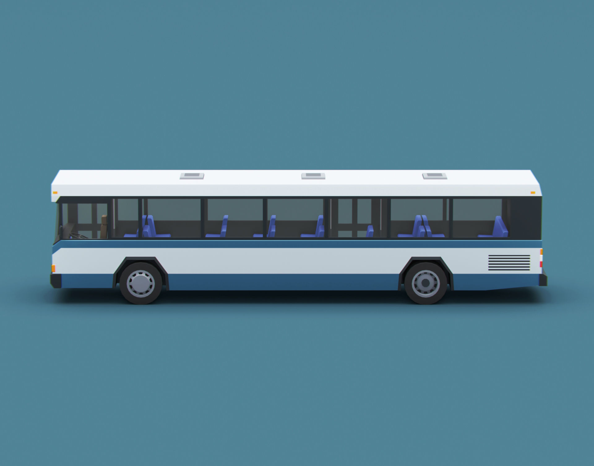 Cartoon Stylized City Bus Classic 80s Low-poly 3D model_2