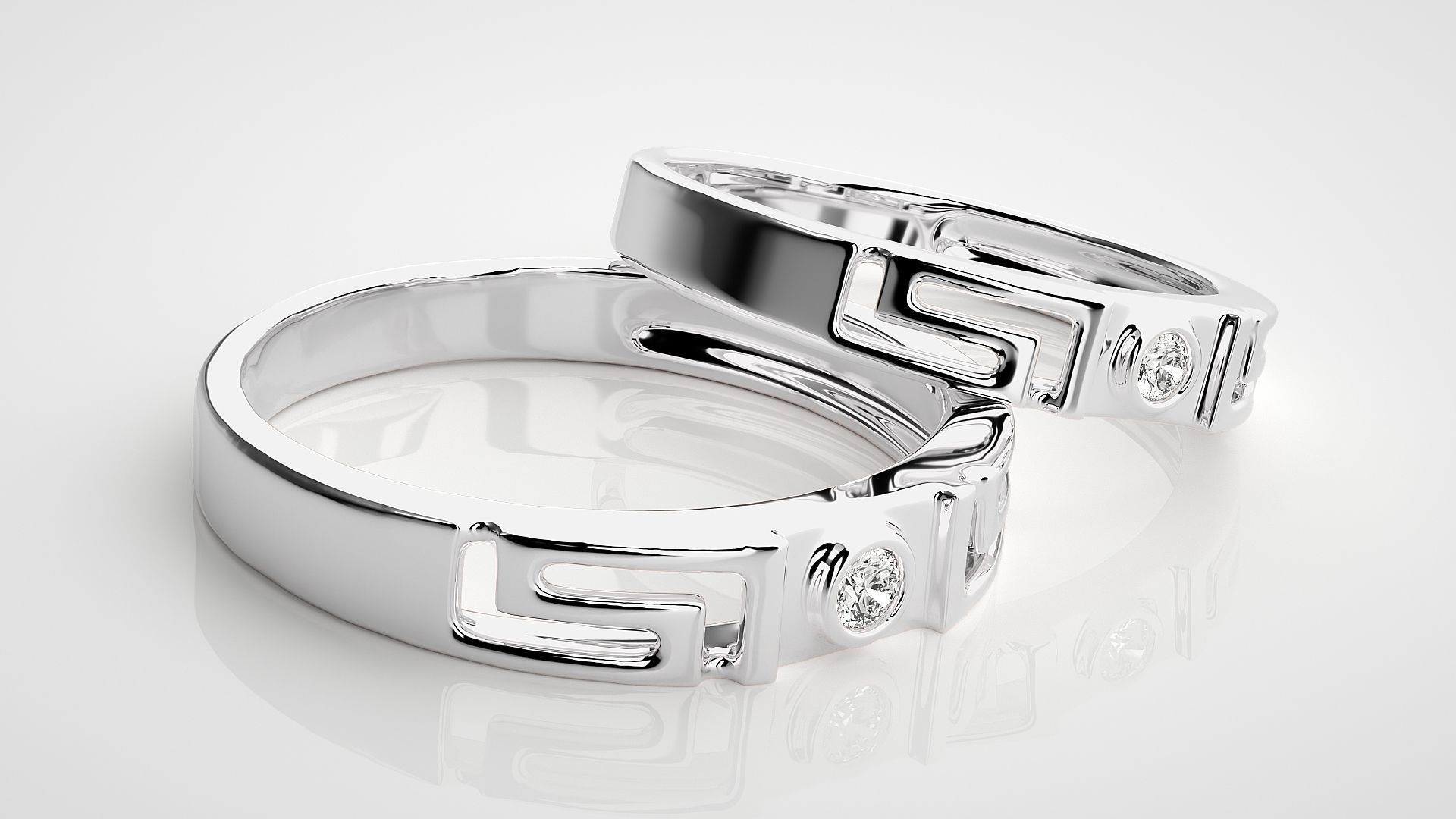 Solitaire Superman Couple Band Ring 3dm stl render detail 3D print model_6