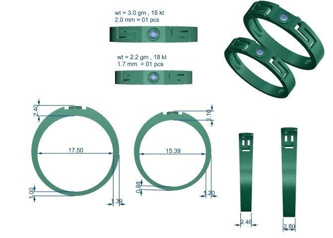 Solitaire Superman Couple Band Ring 3dm stl render detail 3D print model_3