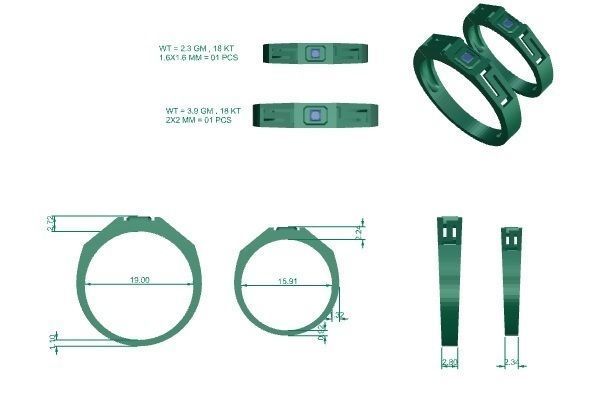 Princess Solitaire Superman Couple Band Ring 3dm stl render 3D print model_3