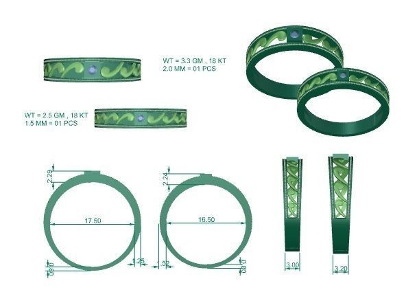 Nike Solitaire Couple Band Ring 3dm stl render detail  3D print model_3