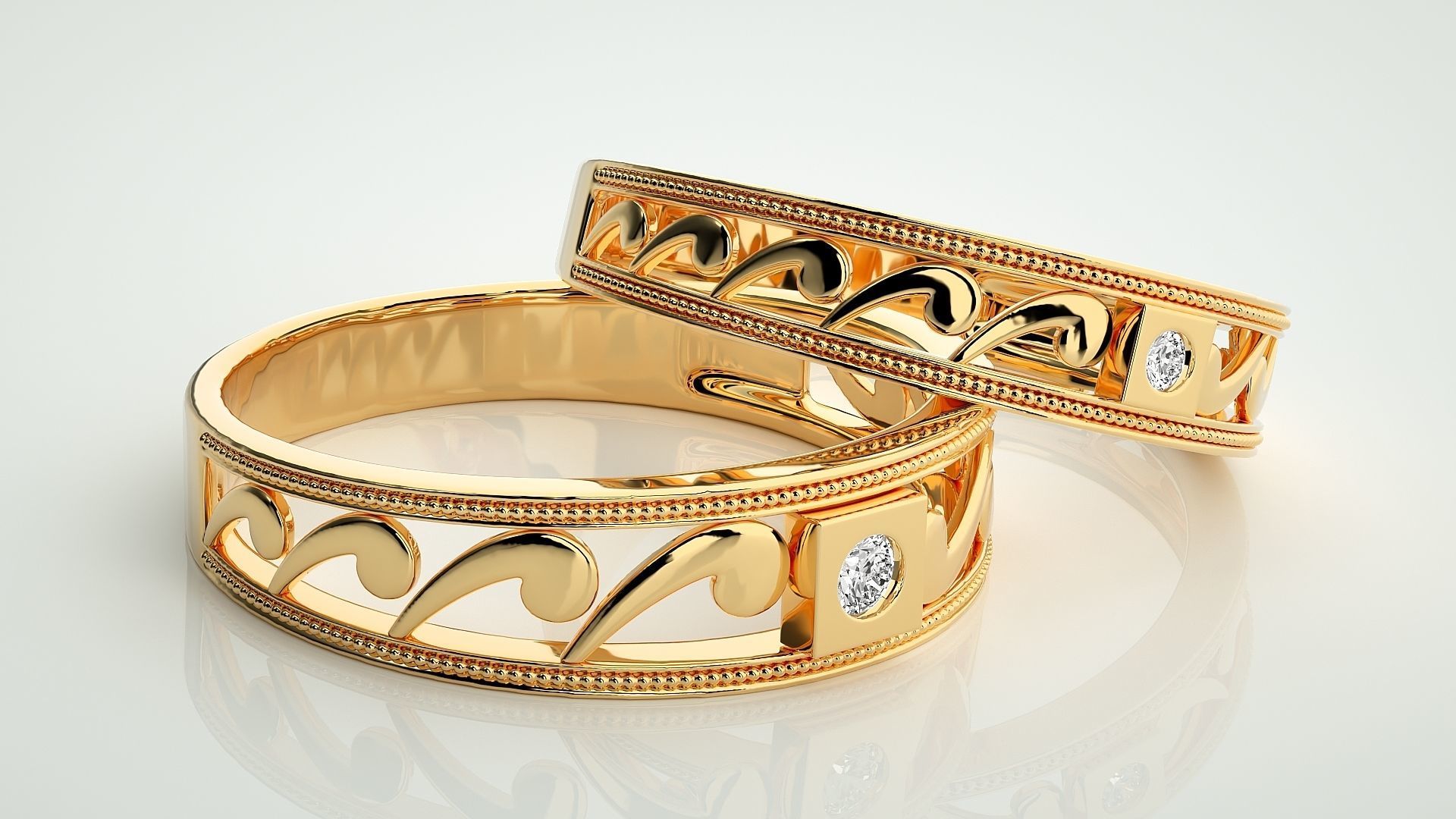 Nike Solitaire Couple Band Ring 3dm stl render detail  3D print model_10
