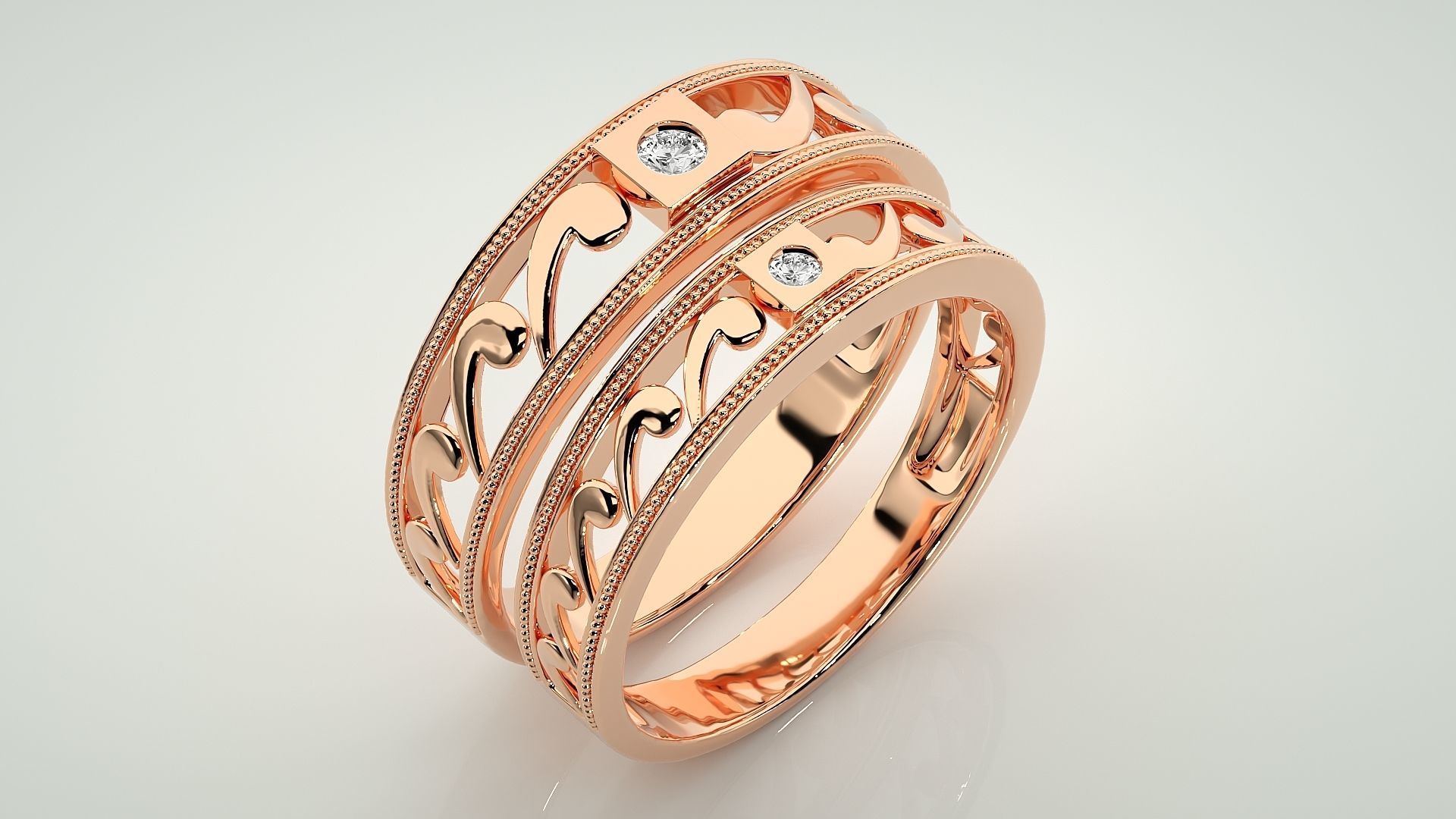 Nike Solitaire Couple Band Ring 3dm stl render detail  3D print model_4