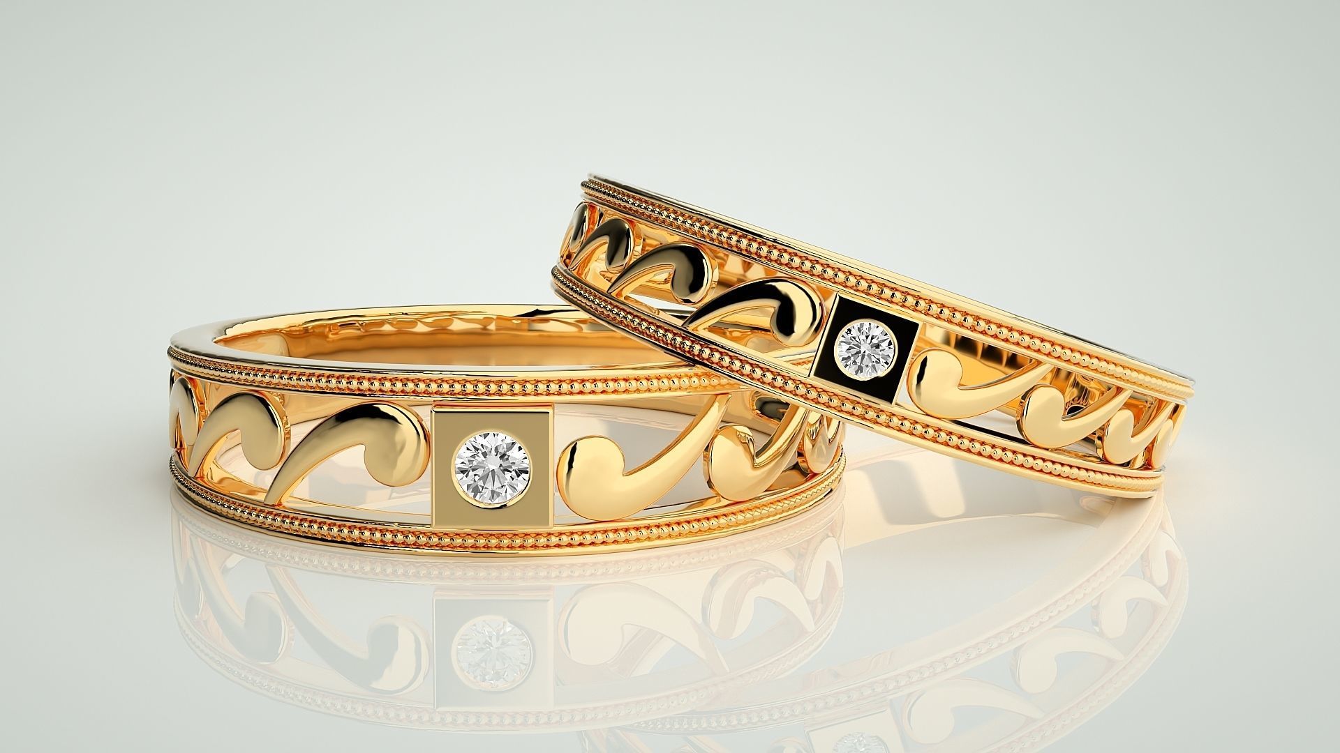 Nike Solitaire Couple Band Ring 3dm stl render detail  3D print model_9
