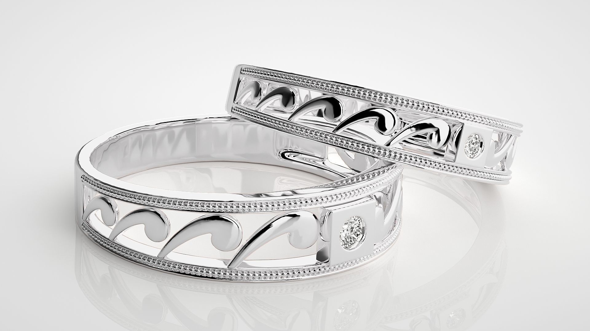 Nike Solitaire Couple Band Ring 3dm stl render detail  3D print model_6